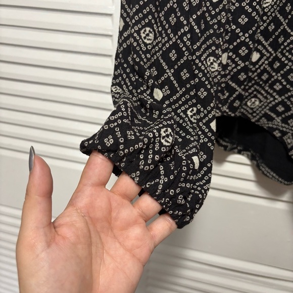 Lucky Brand Womens Small Multicolor Gauze Boho Print Long Sleeve Blouse Size S - Picture 4 of 7